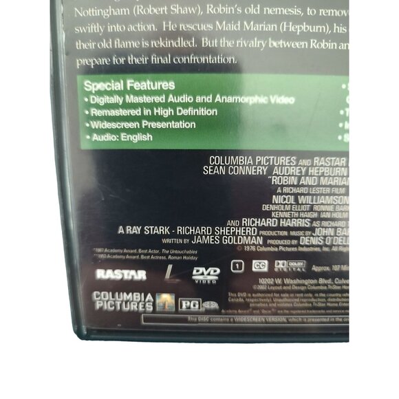 Vntg 1976 Robin & Marian DVD Sean Connery Audrey Hepburn Classic Romance Movie - Picture 4 of 4